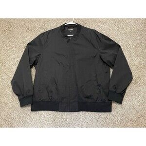 BONOBOS Bomber Jacket Mens 2XL Black Long Sleeve Full-Zip Cotton Nylon